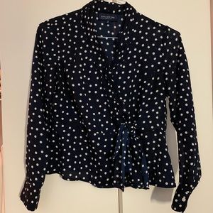 Navy polka dot wrap top